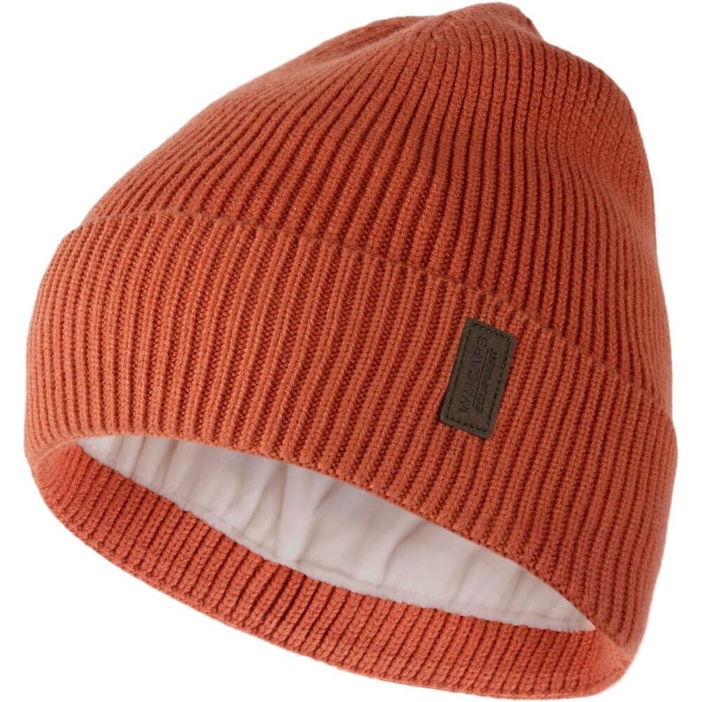 Men's Orange Fleece Lined Beanie Soft Winter Warm Ski Stocking Knit Hat